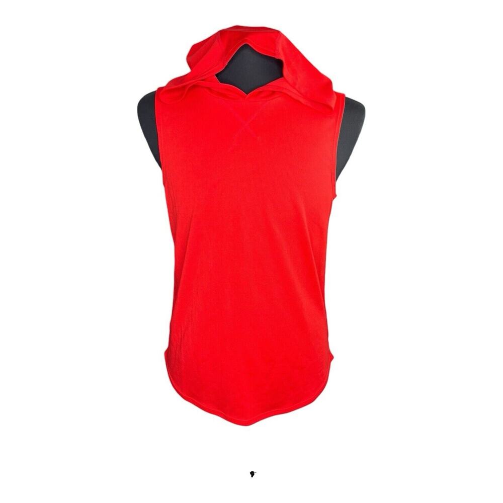 TSLA Men's Red Hooded Workout Tank Sleeveless‎ Size S EUC